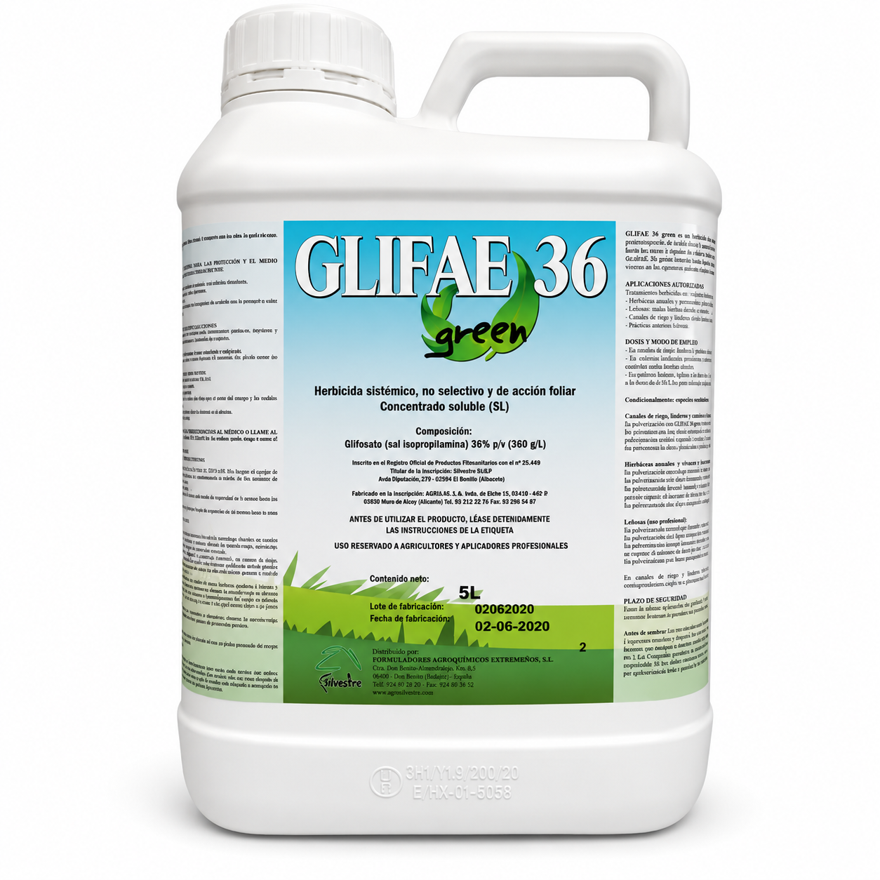 Desherbant Glyphosate GLIFAE 5L Herbicide pour mauvaises herbes