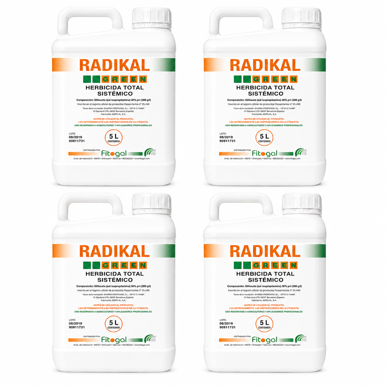 Désherbant Glyphosate Radikal 4X5L Herbicide Pour Mauvaises Herbes