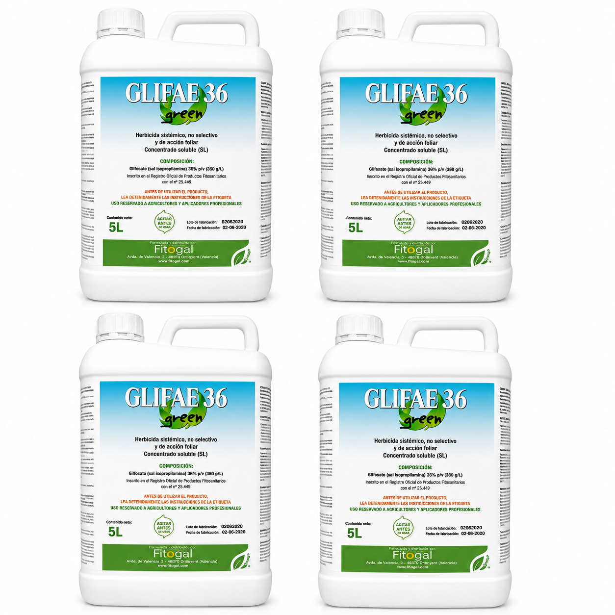 Désherbant Glyphosate Glifae 4X5L Herbicide Pour Mauvaises Herbes